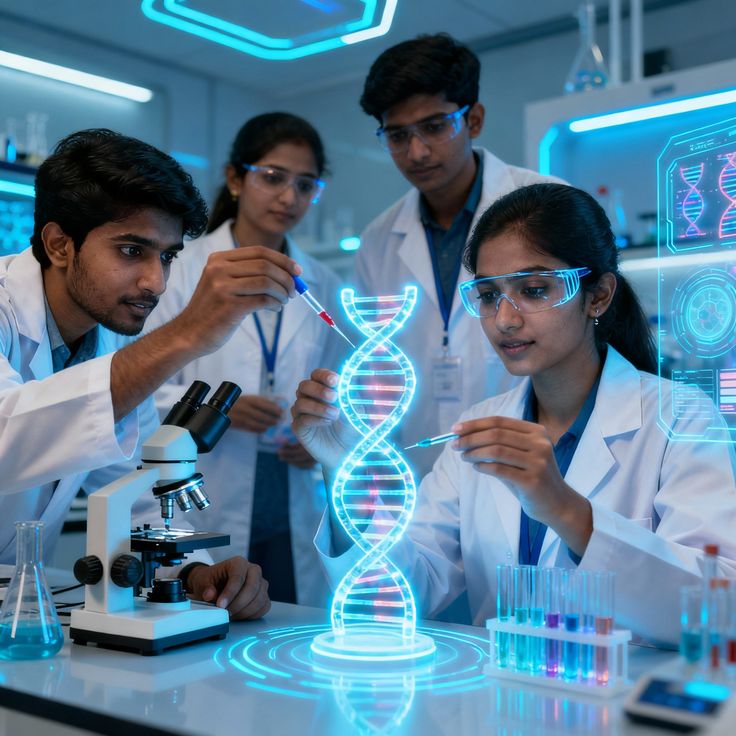 Medical professional examining a sample under a microscope